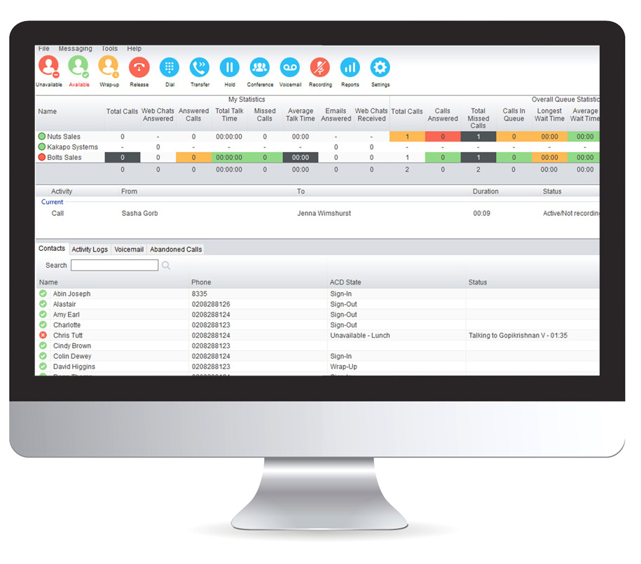 contact center managemend software screenshot